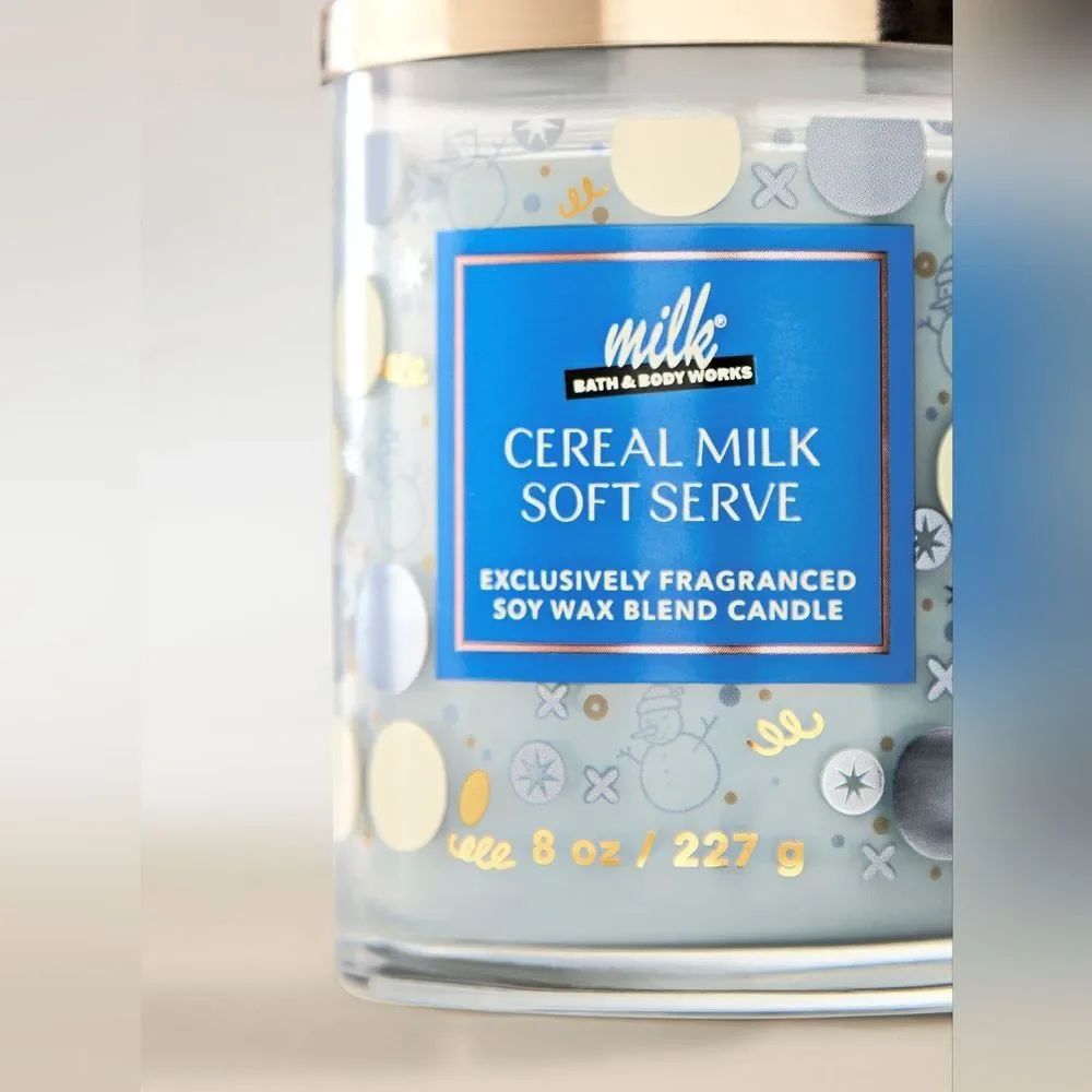 Bath Body Works Milk Bar Cereal Milk Soft Serve Single Wick Candle 8oz NEW
